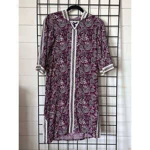Pakistani Indian Fancy Mirror Kurti Kurta Tunic Top Hooded Alhaj 10 Wine